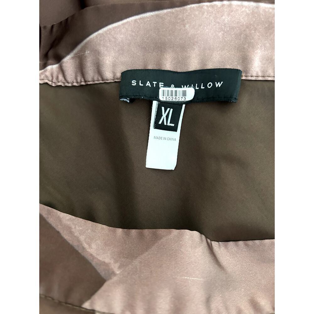 Slate & Willow Abstract Satin Slip Skirt- XL - Picture 8 of 8